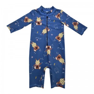 만화 인쇄 지퍼 일체형 어린이 수영복