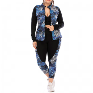 지퍼 프린트 포켓 요가 세트