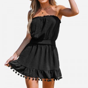 해변 등이없는 술 커버 업 드레스