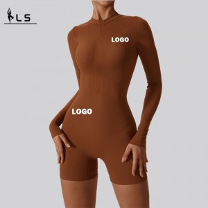 SC10610 체육관 의류 Zip Top 요가 세트 액티브 마모 한 조각 원활한 여성 요가 세트 바디 수트