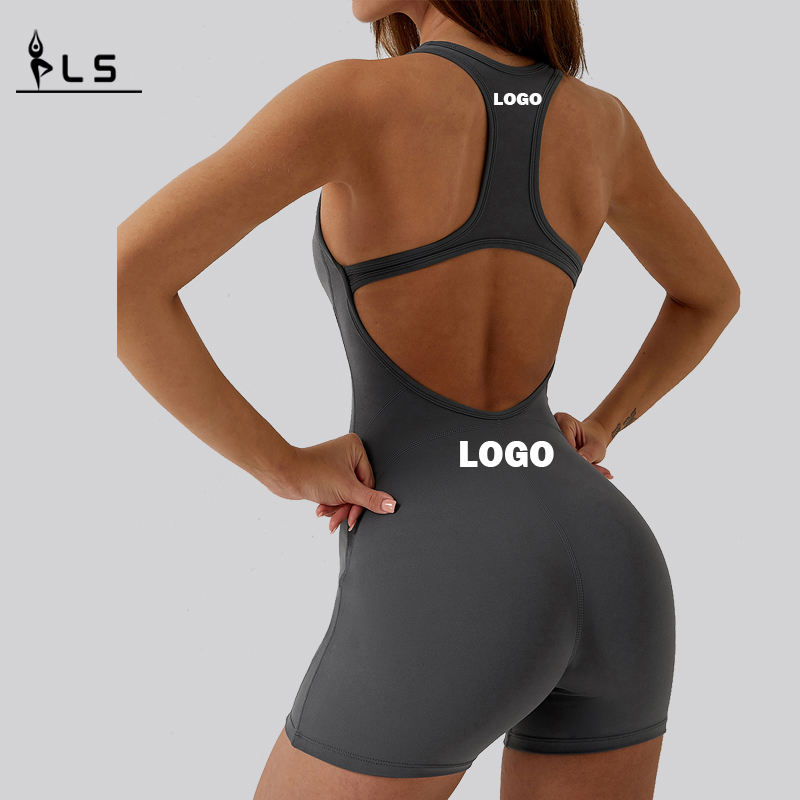 SC10611 SEMLESS SELLESS SETS BODYSUIT SELLOWN OUT Backleveless Sexy Short Rompers Jumpuits