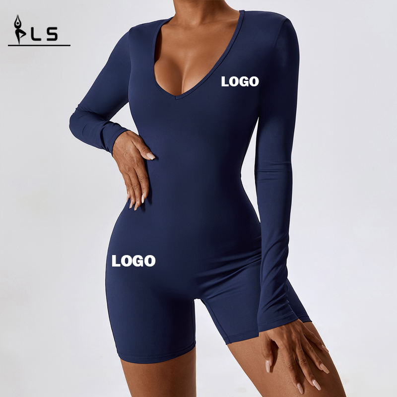 SC1079 OEM 사용자 정의 로고 빠른 건조 긴 슬리브 바디 수트 체육관 운동 Romper Bodycon Activewear 원피스 요가 점프 슈트