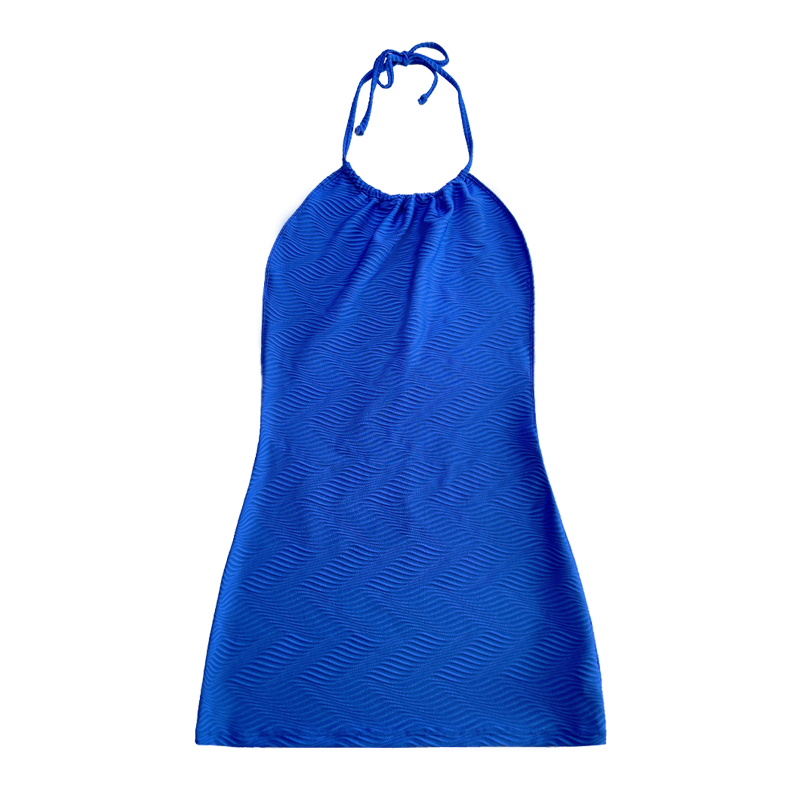 파란색 패턴 특수 천 고삐 스트랩 드레스 원피스 수영복