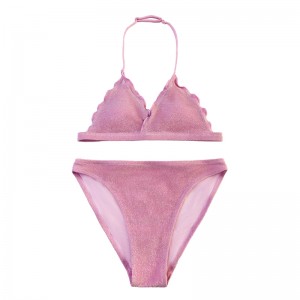 어린이 \\\\의 목 플랜지 삼각형 컵 2 피스 수영복 귀여